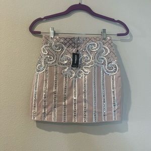 Express Silver Sequin Pink Pencil Skirt